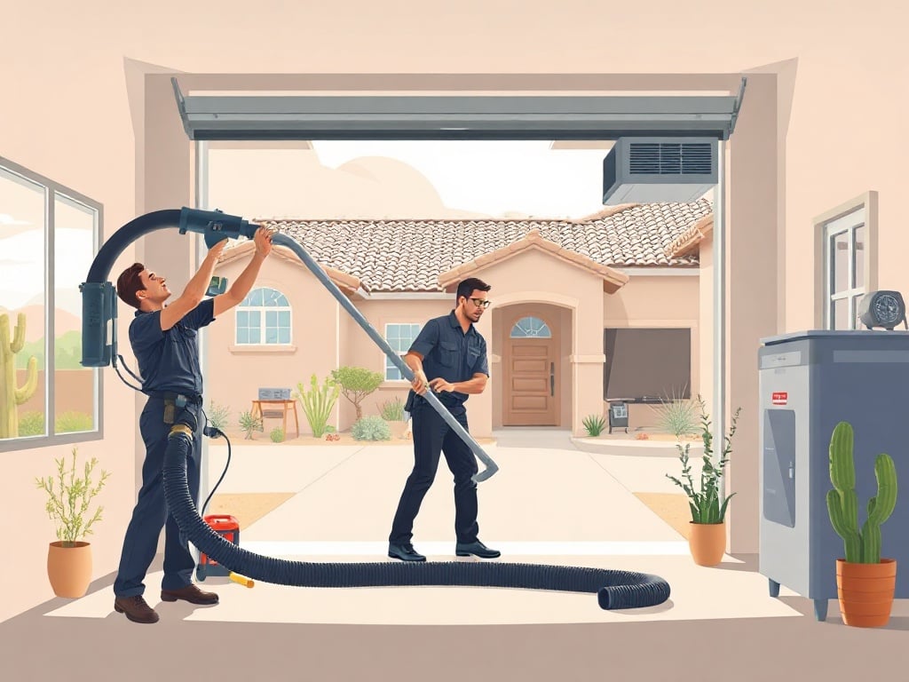 Buckeye, AZ A technician performing air duct cleaning in a newer Verrado-area single-family home in Buckeye, Arizona