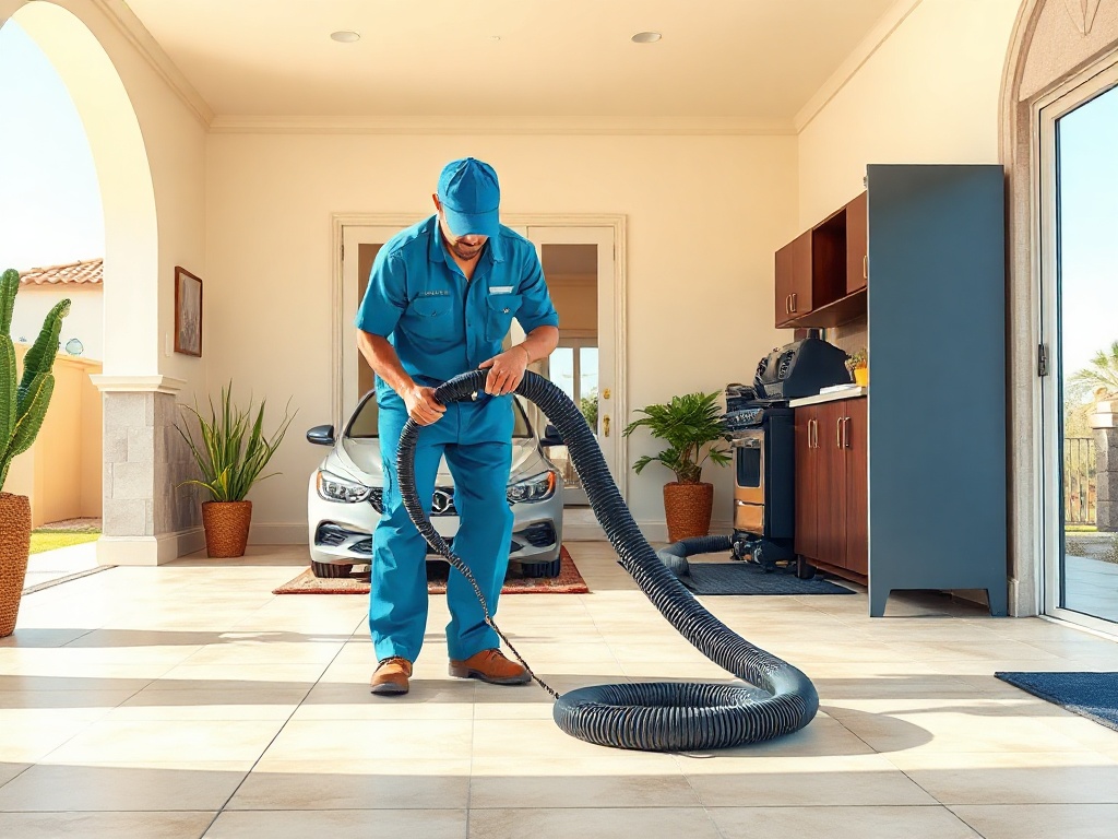 Cave Creek, AZ A certified technician performing a thorough air duct cleaning in a Cave Creek AZ home near the Tatum Ranch neighborhood