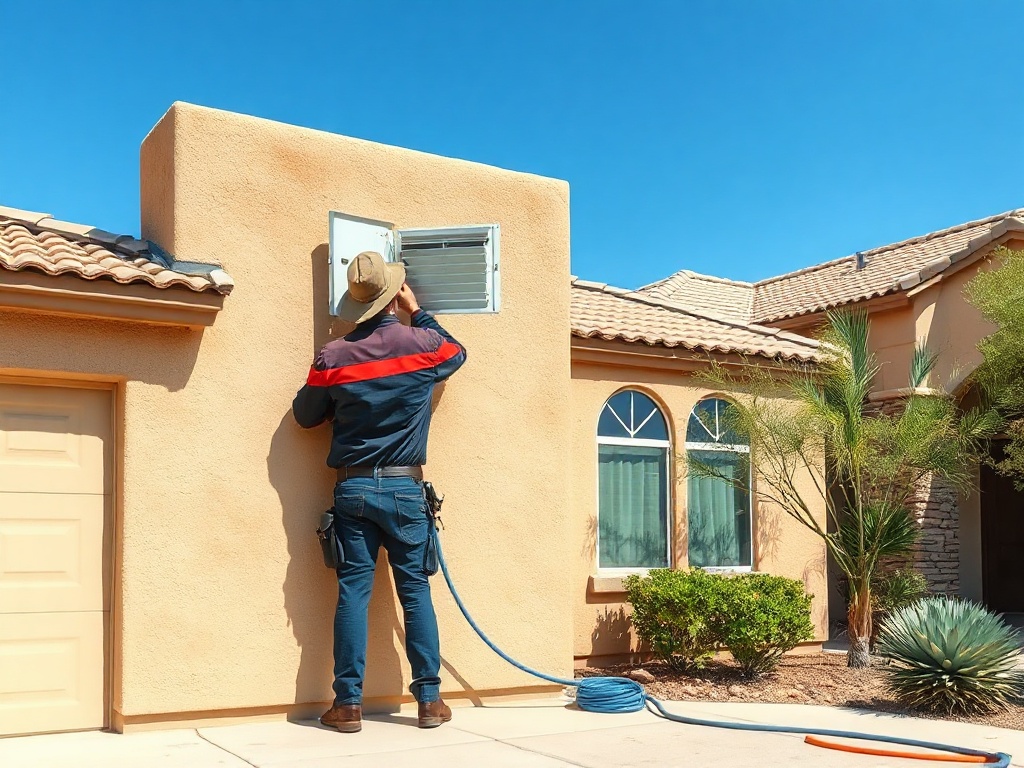 El Mirage, AZ Air duct cleaning and dryer vent inspection service being performed at a residential home near Pueblo El Mirage, Arizona