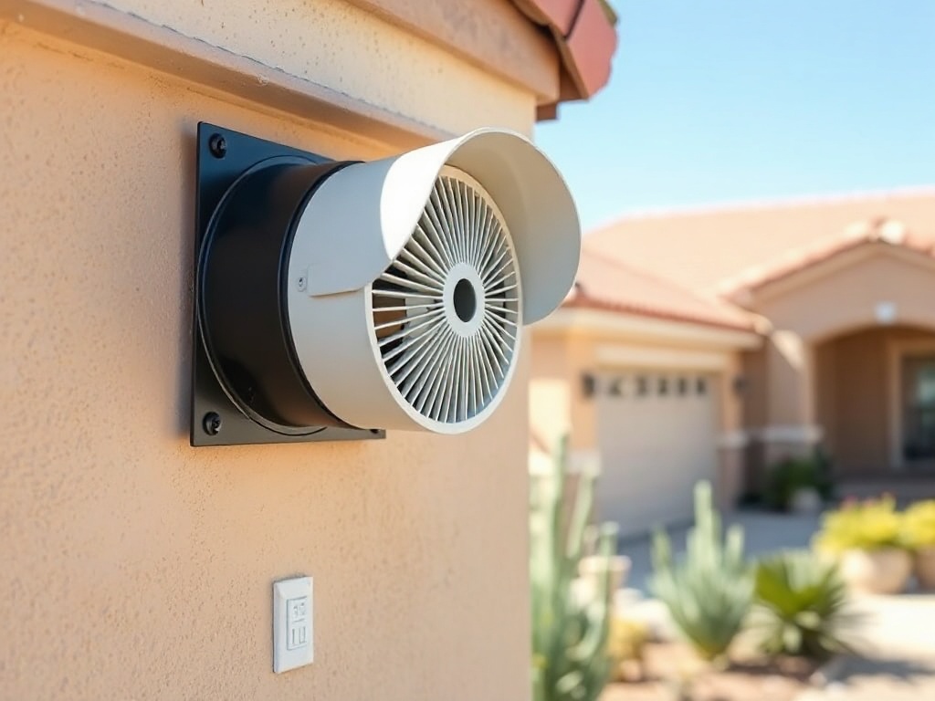 Tolleson, AZ Exterior dryer vent on a <span class="av_sa_city">Tolleson</span> <span class="av_sa_state">AZ</span> home after professional dryer vent cleaning near the Loop 101 corridor, showing a clear unobstructed vent cap