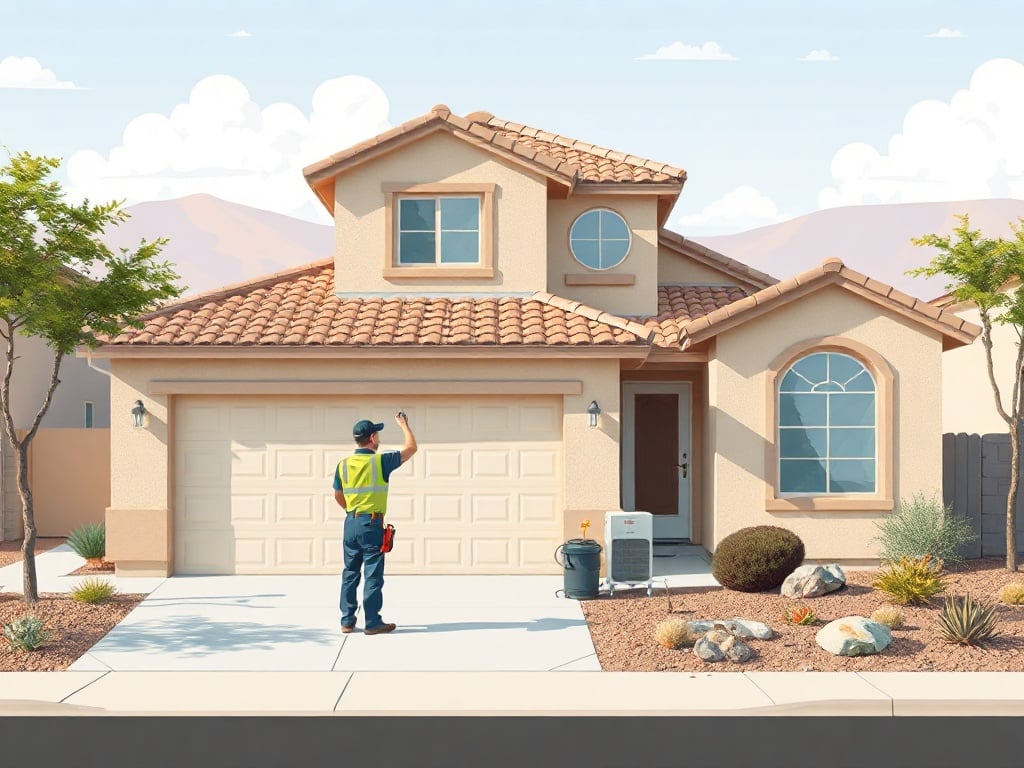 Goodyear, AZ A professional performing air duct cleaning at a stucco family home in the Palm Valley neighborhood of <span class="av_sa_city">Goodyear</span>, <span class="av_sa_state">AZ</span>