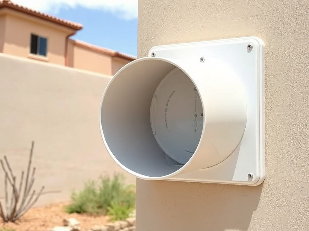 Paradise Valley, AZ A freshly cleaned dryer vent on a custom estate home exterior in the Clearwater Hills area of Paradise Valley AZ after professional dryer vent cleaning service
