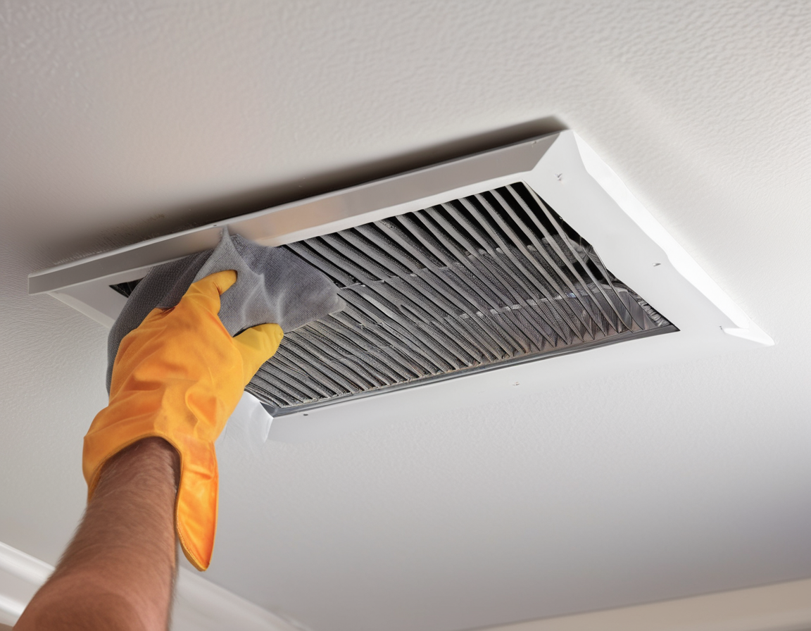 Why Your House Is Still Dusty Even After You Just Cleaned It A professional duct cleaning technician working in a home, using commercial equipment to resolve why is there so much dust in my house caused by years of buildup inside the air ducts