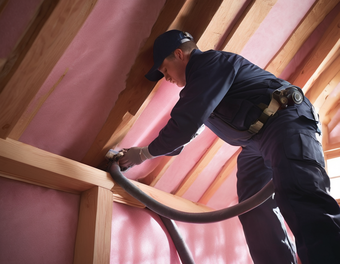 A professional do technicians need to enter attic for duct cleaning technician at an attic access hatch in an Arizona home, inspecting the main trunk duct with a flashlight in warm afternoon light