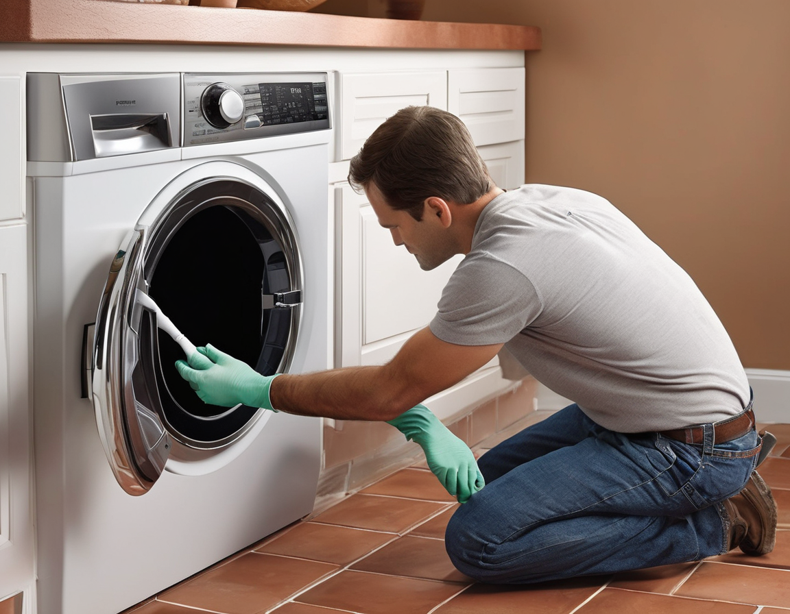 Why Your Dryer Takes Two Full Cycles to Dry One Load — and What's Really Going On A professional technician inspecting a dryer vent on the exterior of a stucco home — a common step in diagnosing why does my dryer take two cycles in Arizona homes.