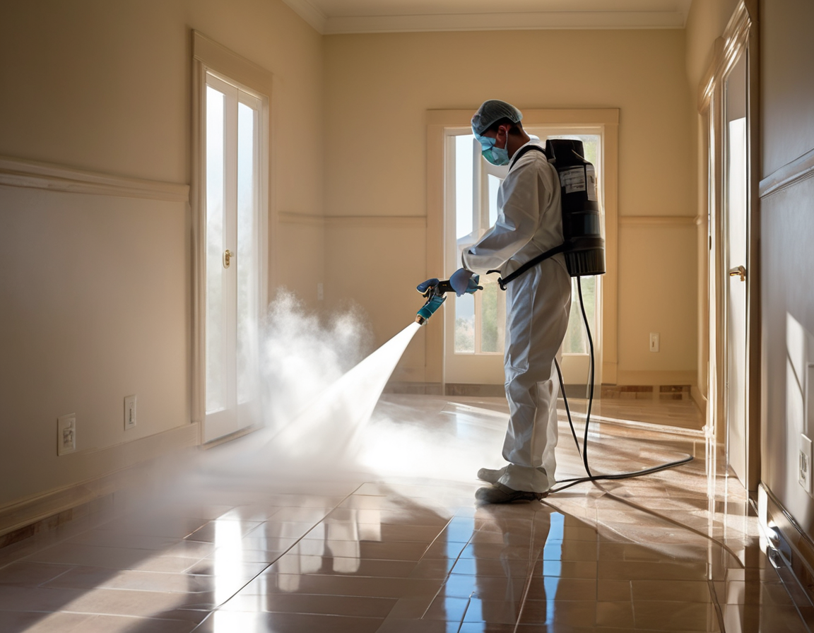 A duct cleaning technician inspecting an open floor vent register in a sunny Arizona home — investigating mold smell from hvac vents