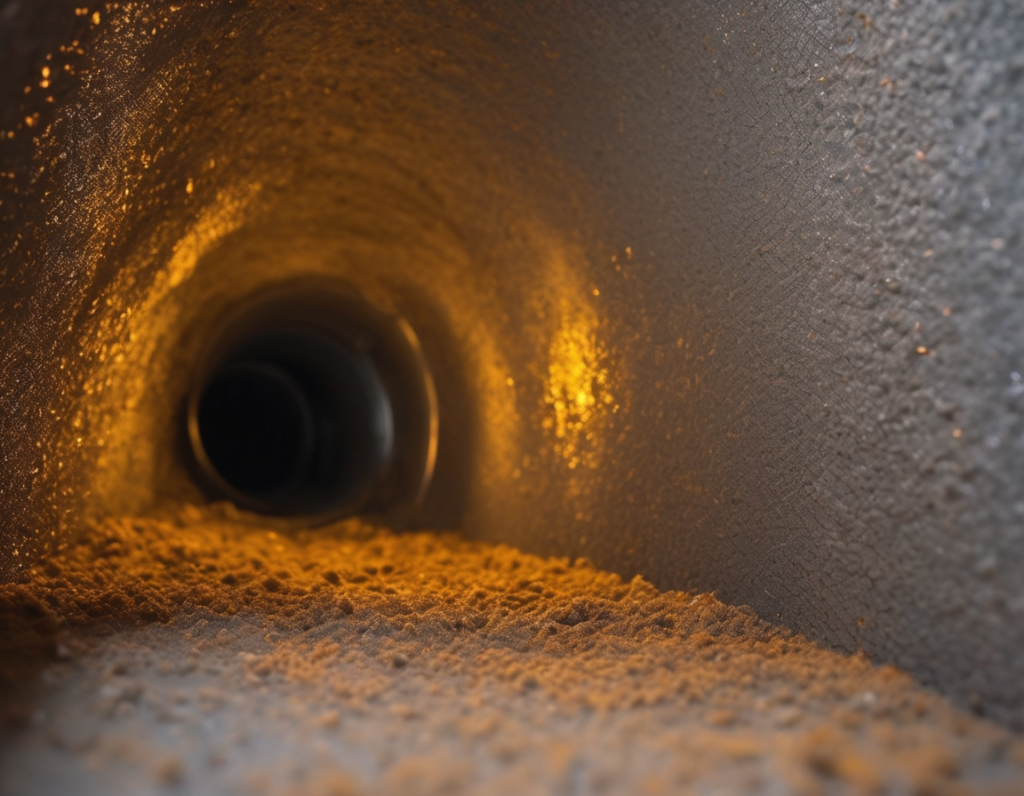 What the Inside of Your Ductwork Actually Looks Like After Years of Use Close-up duct interior inspection camera view showing what does inside of ductwork look like after years of dust and debris buildup in an Arizona home