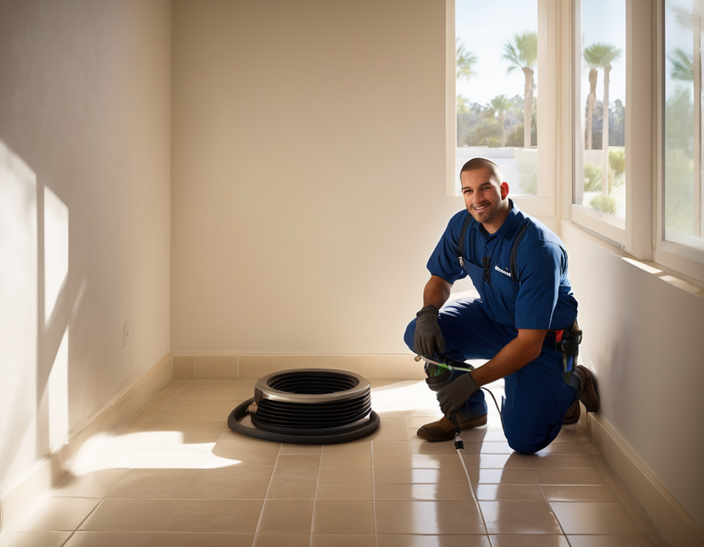 A professional HVAC technician cleaning a residential air duct register, illustrating how skin irritation indoor air causes are traced to duct debris buildup in Phoenix homes.