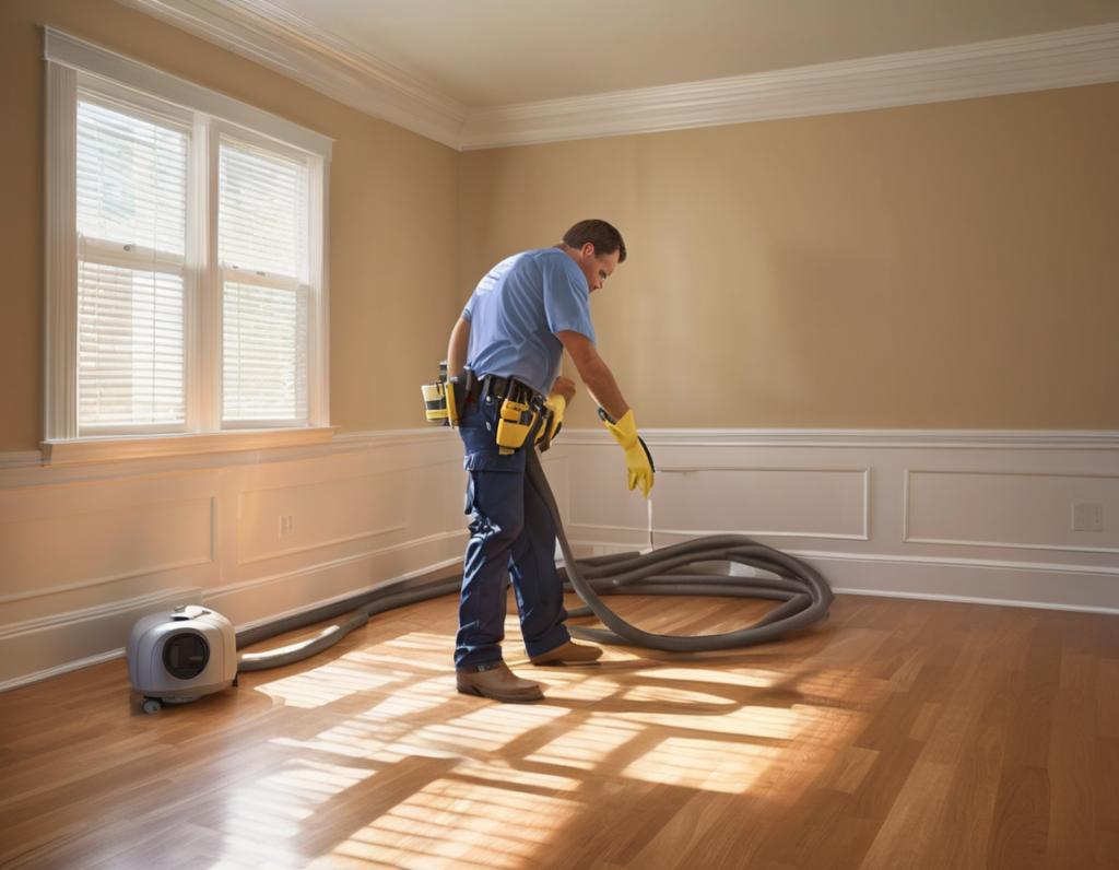 A duct cleaning technician using commercial equipment at a home vent — the kind of thorough air purifier vs duct cleaning comparison that starts with seeing what's really inside the system.