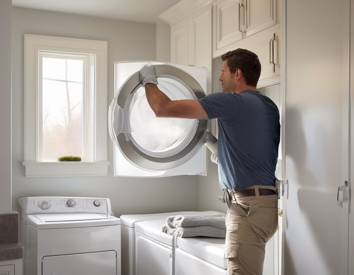 A homeowner inspecting a dryer lint screen up close in a bright laundry room to understand how often to clean dryer lint screen properly