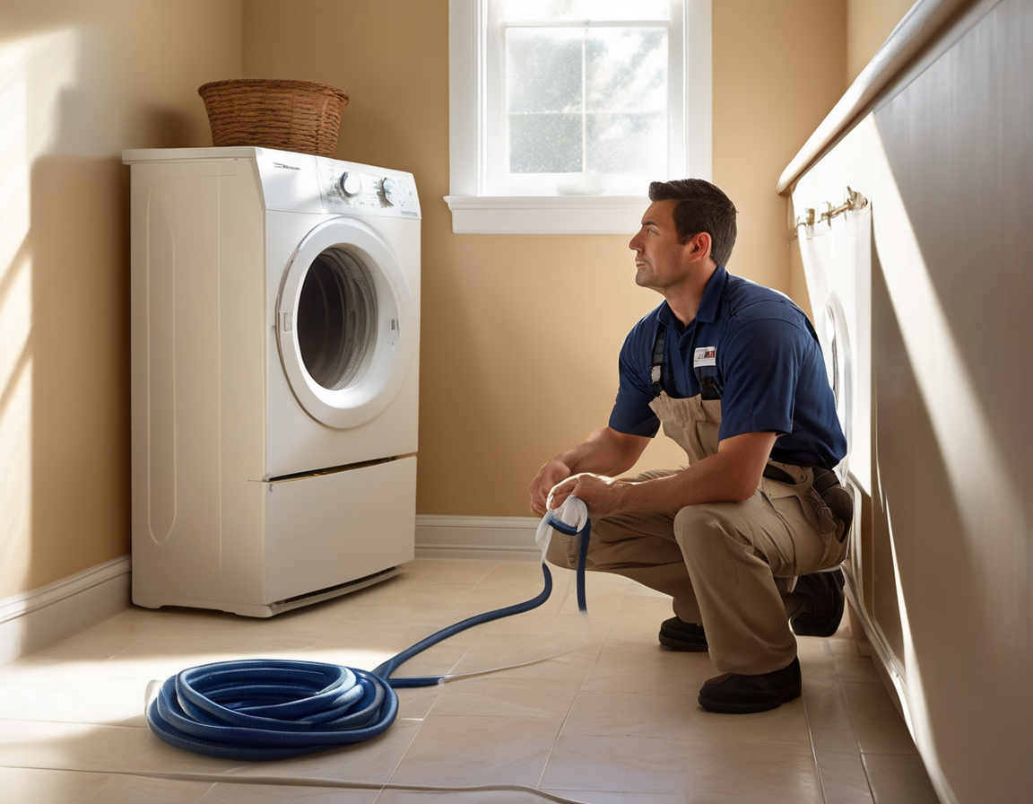 A technician performing air duct cleaning Sun City AZ service in a bright laundry room of a classic ranch-style home near Bell Road