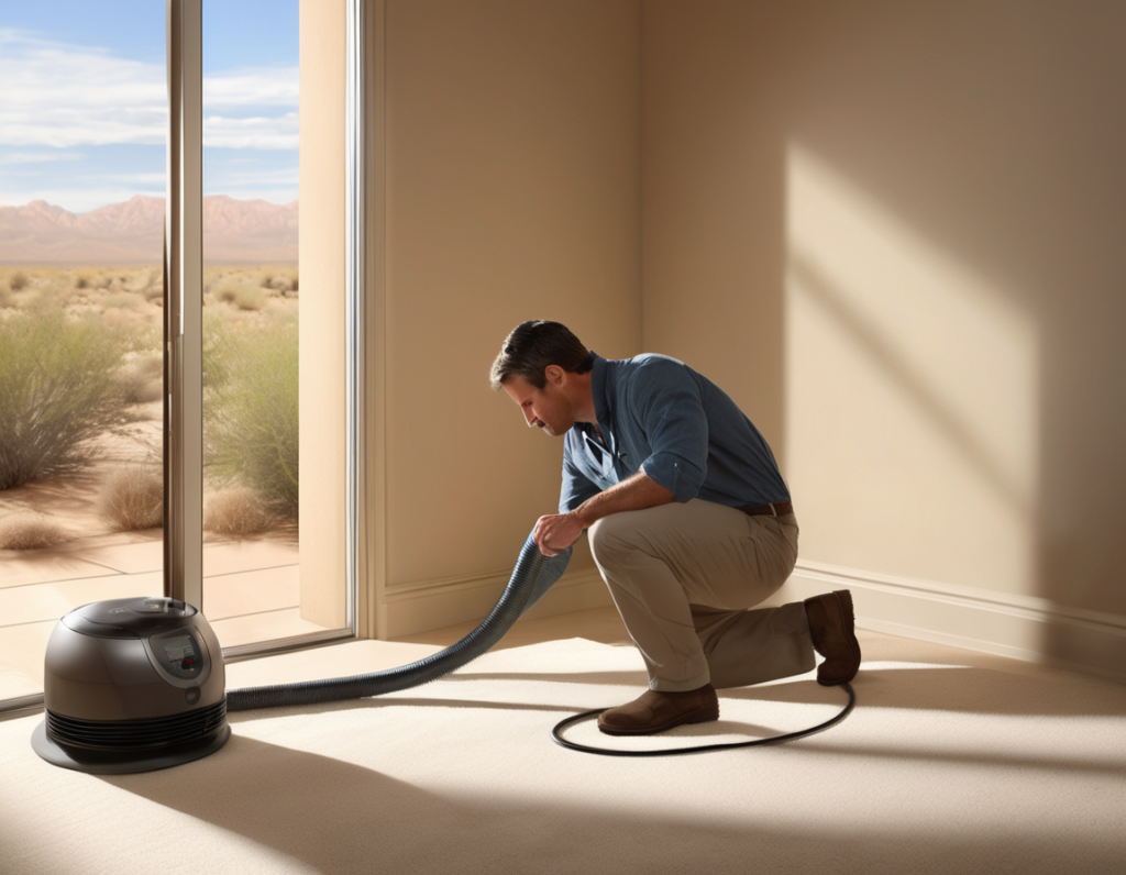 A professional performing air duct cleaning Tolleson AZ in a 2000s-era single-family stucco home near Veterans Park on West Van Buren Street
