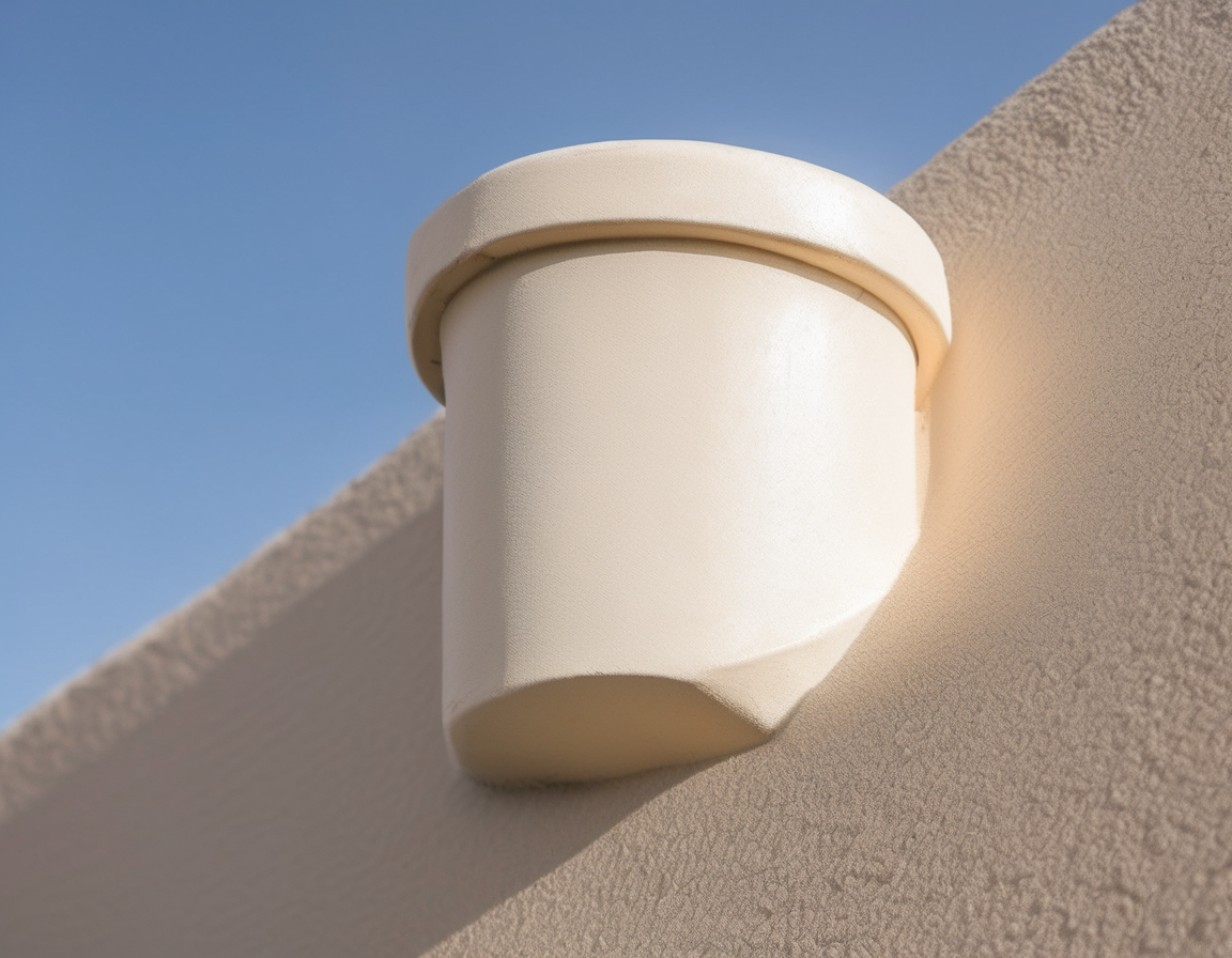A replaced exterior dryer vent wall cap on a stucco home near Sahuaro Ranch in Glendale, Arizona after a professional air duct cleaning and dryer vent service visit