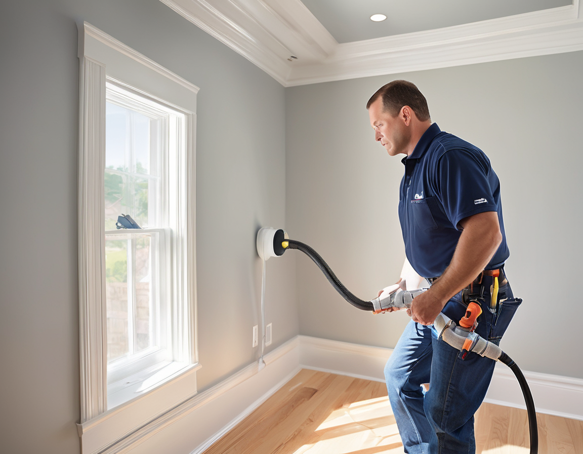 Goodyear, AZ Licensed technician performing air duct cleaning Goodyear AZ inside a modern Estrella Mountain Ranch home with professional equipment