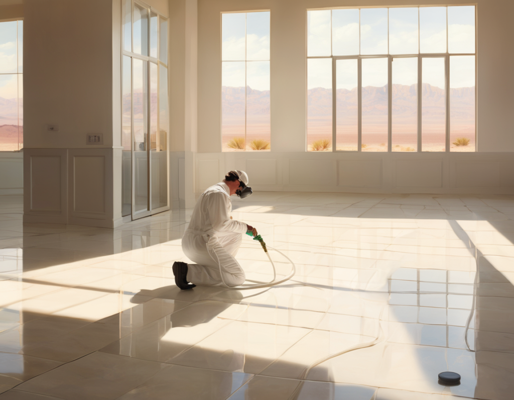 Paradise Valley, AZ A professional performing air duct cleaning Paradise Valley AZ in a luxury hillside estate home near Mummy Mountain with Sonoran desert landscape visible outside